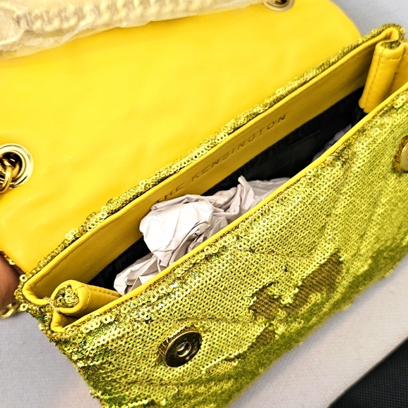 Kurt Geiger London Midi Kensington Sequins Crossbody – Golden Yellow - NWT - Picture 4 of 7